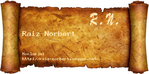 Raiz Norbert névjegykártya